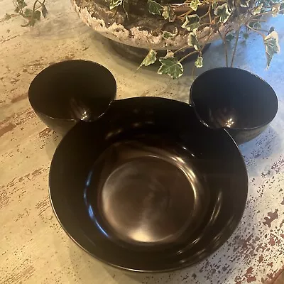 Zak! Designs Disney Mickey Mouse Chip Dip Bowl Black Plastic Serving Ears • $12.99