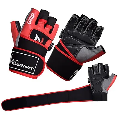 £4.99 • Buy Red Weight Lifting Gym Padded Leather Training Workout Fitness Gloves