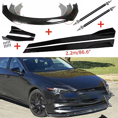 Front Rear Bumper Lip Spoiler Body Kit Splitter+Side Skirt For Mazda Speed 3 6 • $99.99