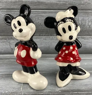 Disney Mickey & Minnie Mouse Ceramic Salt & Pepper Shaker Set 6  Vintage Classic • $10.97