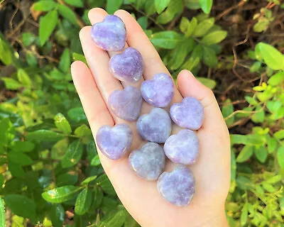 Lepidolite Heart: 1  (Purple Crystal Heart Puffed Stone Heart Gemstone Heart) • $8.45