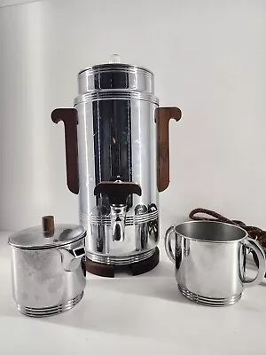 Vintage Manning-Bowman & Co Chrome Electric Percolator Coffee Set - WORKS! #483 • $194.95