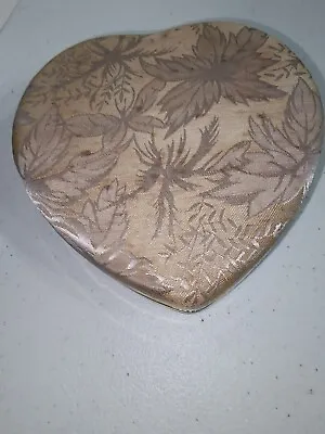 Vintage Jewelry Box Travel Hinged Fabric Heart Shaped Clam Shell Needs TLC • $6.99