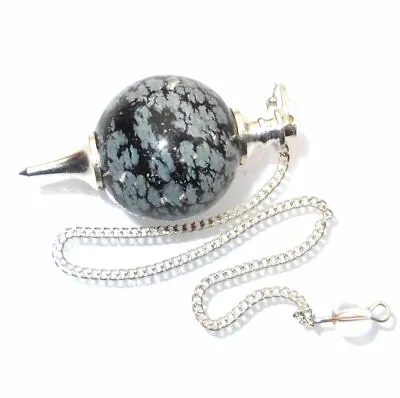 Snowflake Obsidian Dowsing Pendulum Crystal Ball Sphere Calming & Soothing • £4.99