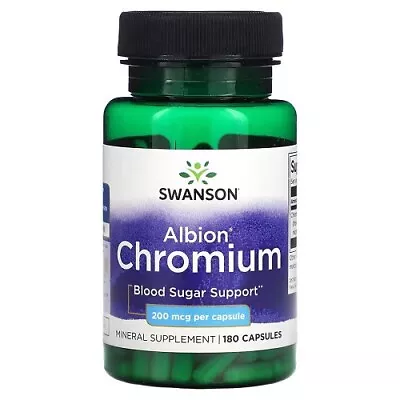 Swanson Albion Chelated Chromium Metabolic & Fitness Support 200mcg 180 Capsules • £14.49