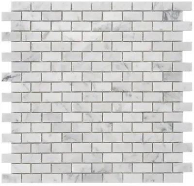 Simple Tile - Marble Mosaic Tile  Mini Brick Collection  Carrara White Polished • $6.99