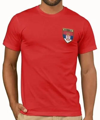 SERBIA T-Shirt Flag Top | Red White Navy Kit Srbija 2024 Tee Football T Shirt • $17.34