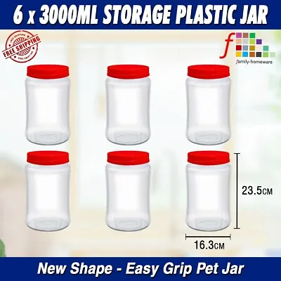 £22.19 • Buy Plastic Storage Jars Screw Top Lids Pet Jar Spices Food Containers Clear Pots
