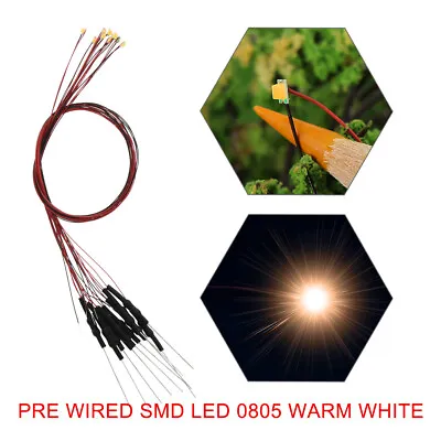 20pcs Pre-wired 30awg Wire Golden White SMD LED 0805 Light With Resistor For 12V • $9.99