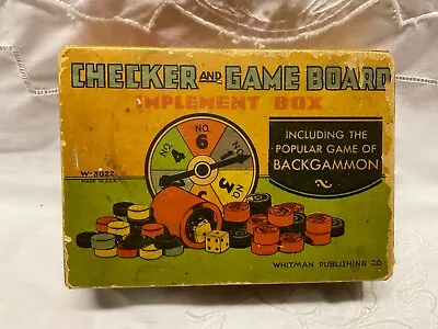 Vintage Checkers And Game Board Implement Box - Whitman • $5.99