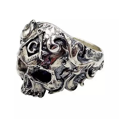 Men's Ring Freemason Ancient Skull Code 701590YM Completely 925 Sterling Silve • $65
