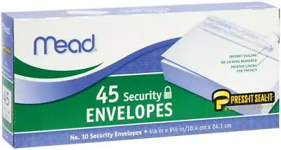 Mead Security Envelopes - Security - #10 [4.13  X 9.50 ] - Peel & Seal - 45/box • $20.56