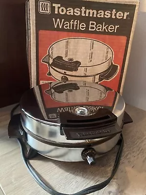 Vintage Toastmaster Model W252 Chrome Round Waffle Baker Maker 7 Inch Non Stick  • $29.99