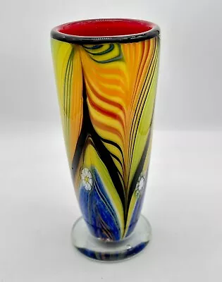 Vintage Murano Millefiori Art Glass Vase Multi Color Rainbow Genuine Rare Italy • $139.99