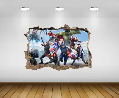 3D Marvel Avengers Hole In Wall Sticker Art Decal Decor Kids Bedroom Decoration • £16.99