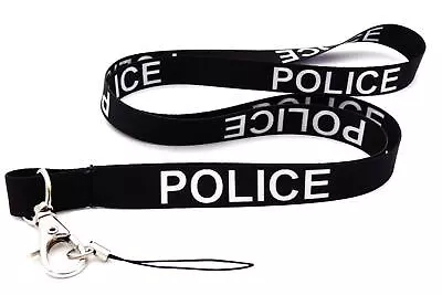 £2.59 • Buy Police Black 15high Quality Lanyard Neck Strap - Free Mobile Id Keys Ipod Holder