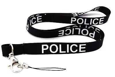 Police Black 15high Quality Lanyard Neck Strap - Free Mobile Id Keys Ipod Holder • £2.79