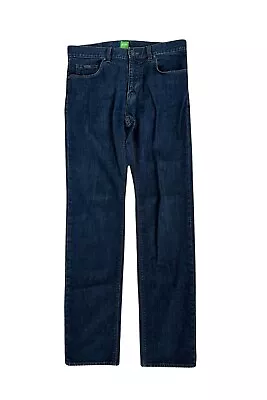 Hugo Boss Maine Regular Straight Mens Jeans Size 32x34 Stretch Dark Blue Zip Fly • $69.99
