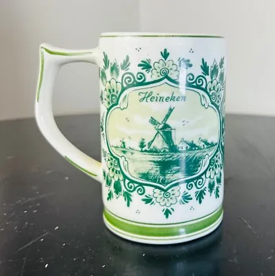 Heineken Holland Beer Mug- Delft Green (rare) Stein-  Vintage- Perfect Condition • $25.99