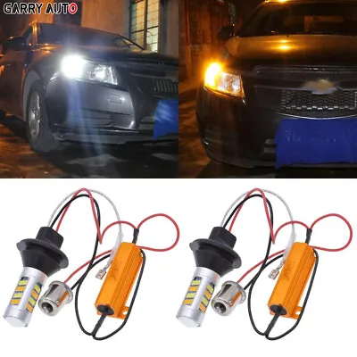 1156 BA15S No Error White Amber Switchback LED Front Turn Signal Light Bulbs DRL • $18.89