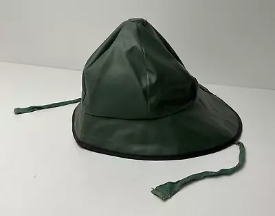 Vintage American Clearwater Green Nylon Rain Hat Large W/ Ear Flaps Waterproof • $22