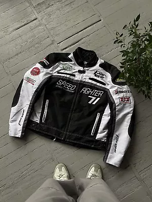 Vintage Speed Fighter Racing Team Moto Jacket Size XXL Black White • $130