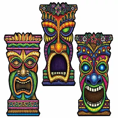 £9.39 • Buy Multipack Option Large Hawaiian Tiki Cutout Decoration -56cm Hawaiian Luau Party