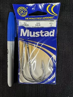 Mustad 7691S-SS-10/0 Shark Tuna Big Fish Stainless Hooks • $14.99