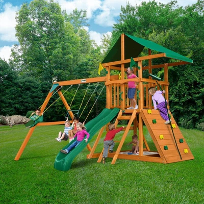 $968.85 • Buy Gorilla Playsets Outdoor Playset W/ Tarp Roof / Rock Wall / Wave Slide /Swings