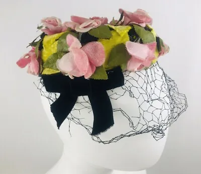 Vintage Millinery Flower Fascinator Hat Veil Netting • $32