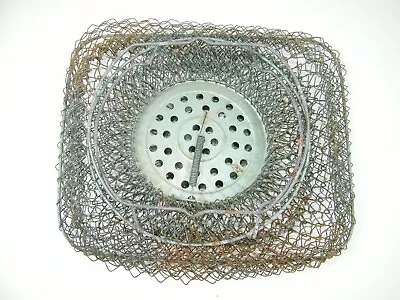 Vintage Inox Wire Mesh Fishing Basket Collapsible Made France 20  Tall • $34.30