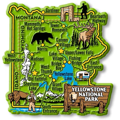 Yellowstone National Park Map Magnet By Classic Magnets • $7.99