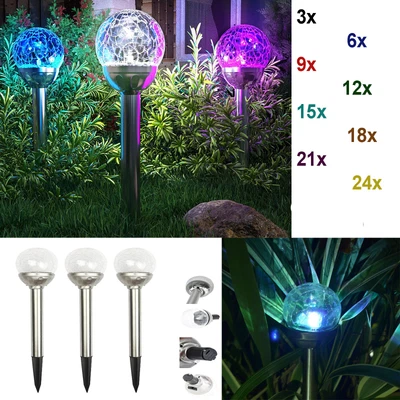 £55.49 • Buy Colour Changing Stainless Steel Solar Powered Led Crackle Ball Garden Lights