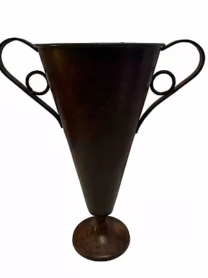 Decorative  Vintage Vase Tall Cylinder Shaped Metal Floral Gardening • $35