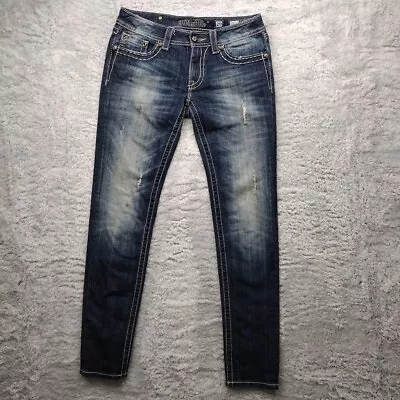 Miss Me Jeans Womens 29 Skinny Denim Blue Distressed Low-Rise • $20