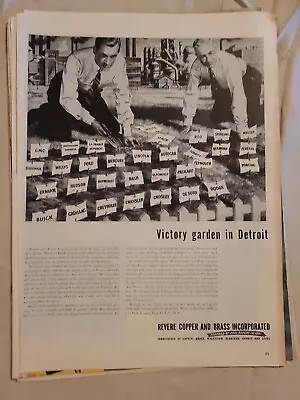 1944 VTG Orig Magazine Ad Revere Copper & Brass Inc. Victory Garden In Detroit • $10