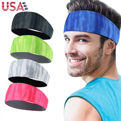 Men Women Headband Sports Sweat Head Bands - Athletic Sweatband Stretch Hairband • $5.99