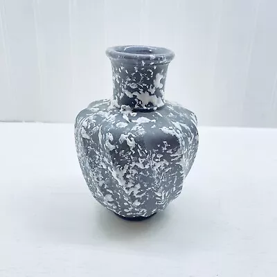Vintage Stoneware Pottery Vase Gray White Spatter Textured Bud Vase 5 3/4” • $18