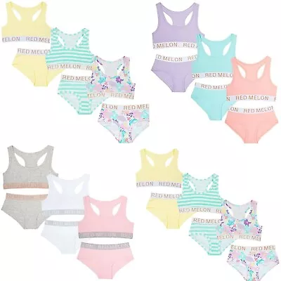 £3.99 • Buy Girls Crop Top Knickers Set Bra Pants Teens Vest Training Bra Size 7-13 Years