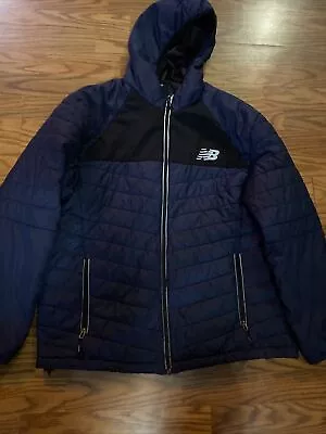 Mens Size Large New Balance Hoodie Puffer Jacket Quilted Warm • $34.99