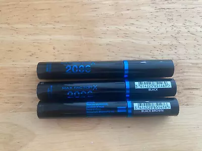 3 X MAX FACTOR 2000 CALORIE WATERPROOF VOLUME MASCARAS BLACK BROWN & BLACK • £15.95