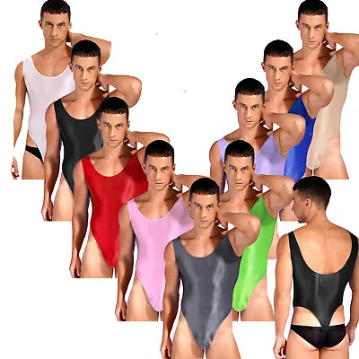 Men's Bodysuit Swimwear One Piece Fitness High Cut Wrestling Singlet Leotards • £9.19