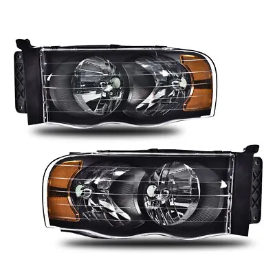 Fit For 2002-2005 Dodge Ram 1500 2500 3500 Black Housing Headlights Left & Right • $59.95