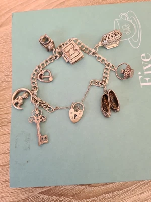 £24.40 • Buy Lovely Vintage Silver Charm Bracelet With 8 Charms