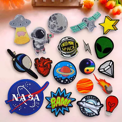 Astronaut UFO Planet Space NASA Embroidered Iron On Sew On Patch Badge Fabric • $3.73