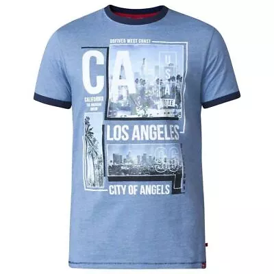 HOWIE-D555 Fine Stripe Ringer T-Shirt With Los Angeles Print • £15.49