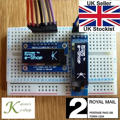 0.91  128x32 IIC I2C SPI OLED LCD Display Module For Arduino White/Blue • £3.95