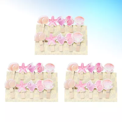  30 Pcs Pink Bamboo Decorative Photo Pegs Wooden Mini Clothespins • £9.95