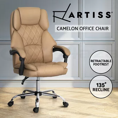 Artiss Executive Office Chair Computer Gaming Chairs Leather Recliner Espresso • $129.95