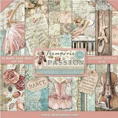 £15.38 • Buy Stamperia PASSION - 12  X 12  Double Sided Paper - 10 SHEETS Dance Ballet Music